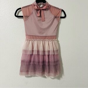 Weissman Just As I Am MC Medium (11-12) Pink and Purple Tiered Tie Front Dress
